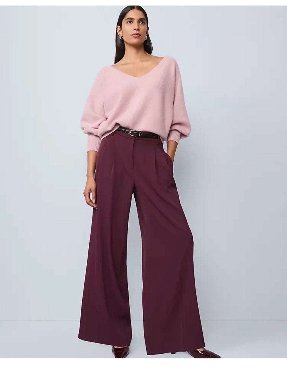 NWT $149 Ann Taylor The pleated wide leg pant in Chocolate brown sz 8